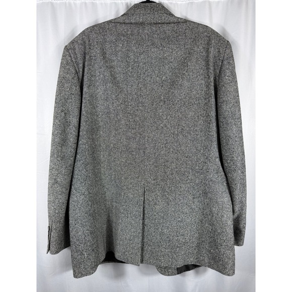 Vintage Versini Mens 46L 100% Silk Blazer Grey Salt and Pepper Tweed Two Button - Picture 7 of 9